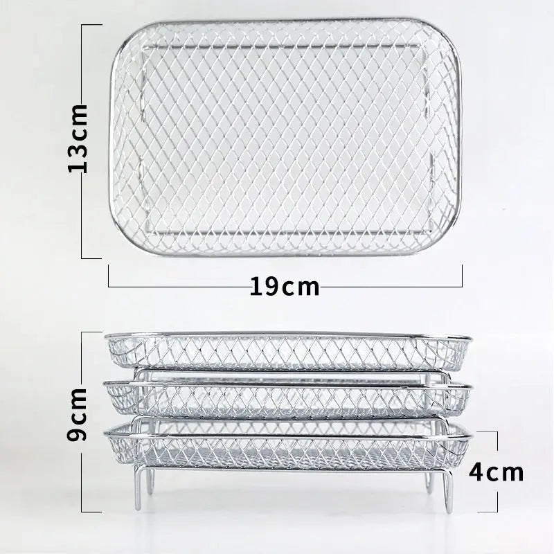 Air Fryer Basket Set Stainless Steel 3-Piece With Tongs