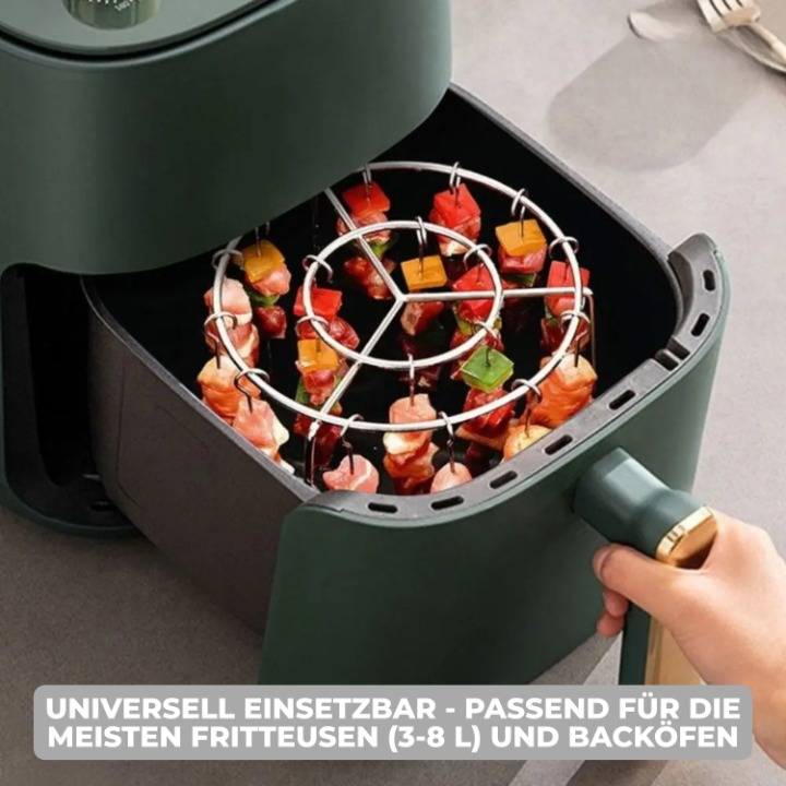 Air Fryer Skewer Attachment Rotating Stainless Steel 24 Skewers