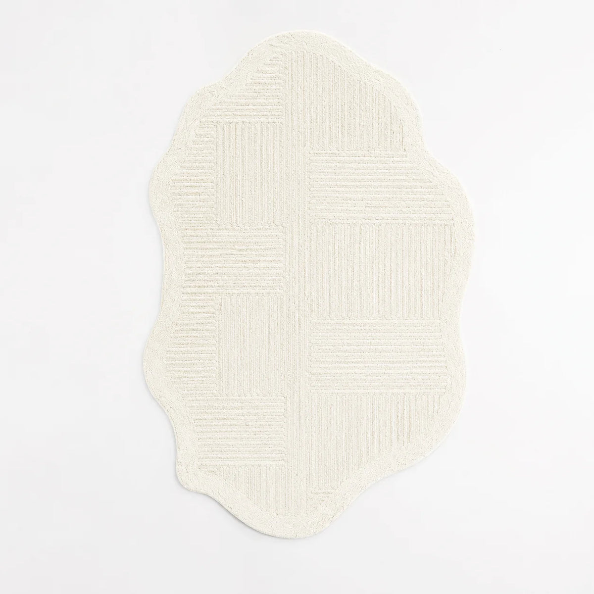 Area Rug Cream High Pile Carved Pattern