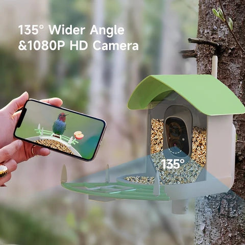 Bird Feeder Camera Solar-Powered 1080p AI ID