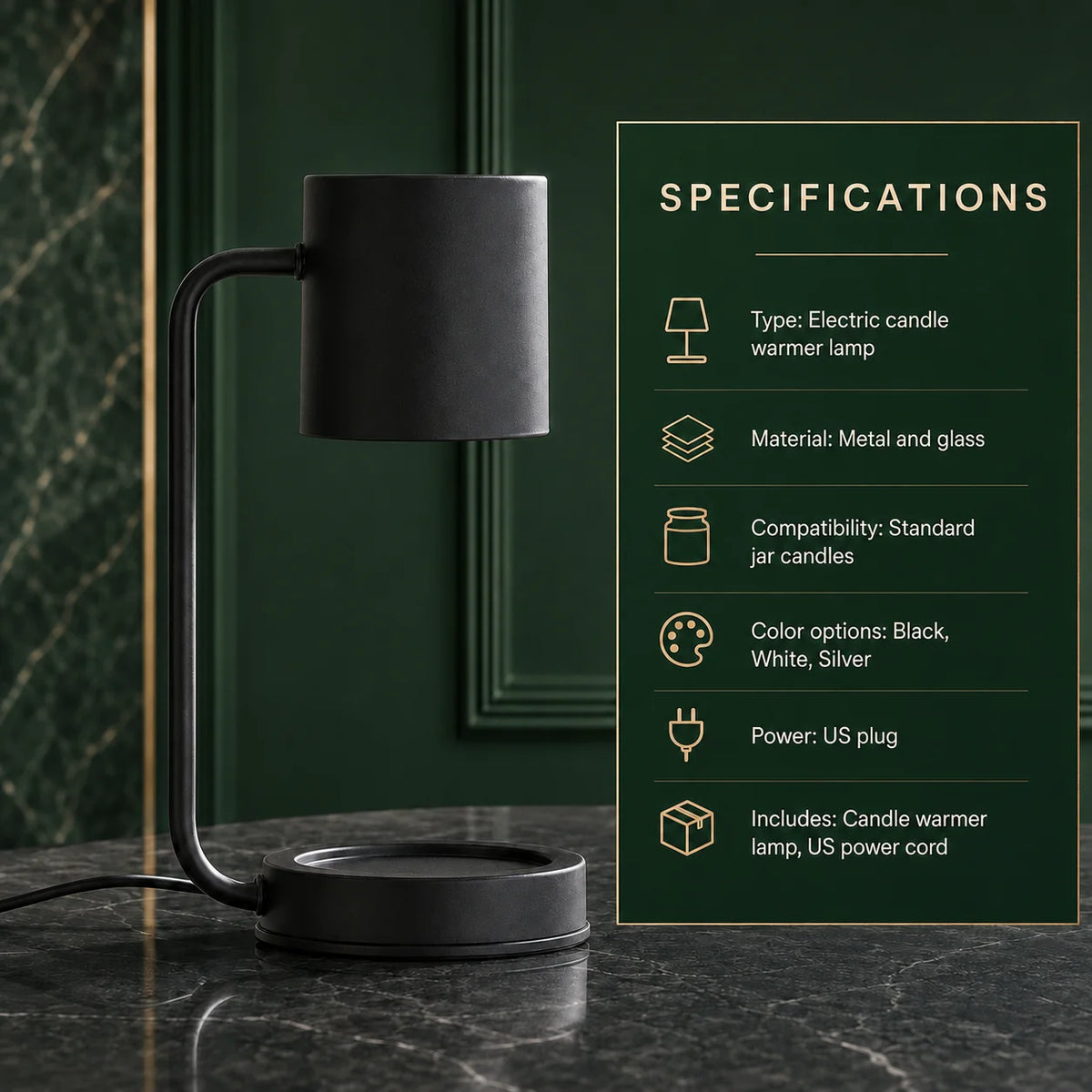 Candle Warmer Lamp Top-Down Heating Dimmable Timer