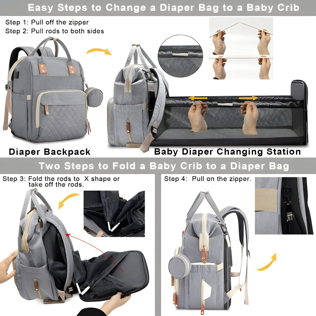 Changing Bag Convertible Cot Built-In Mosquito Net
