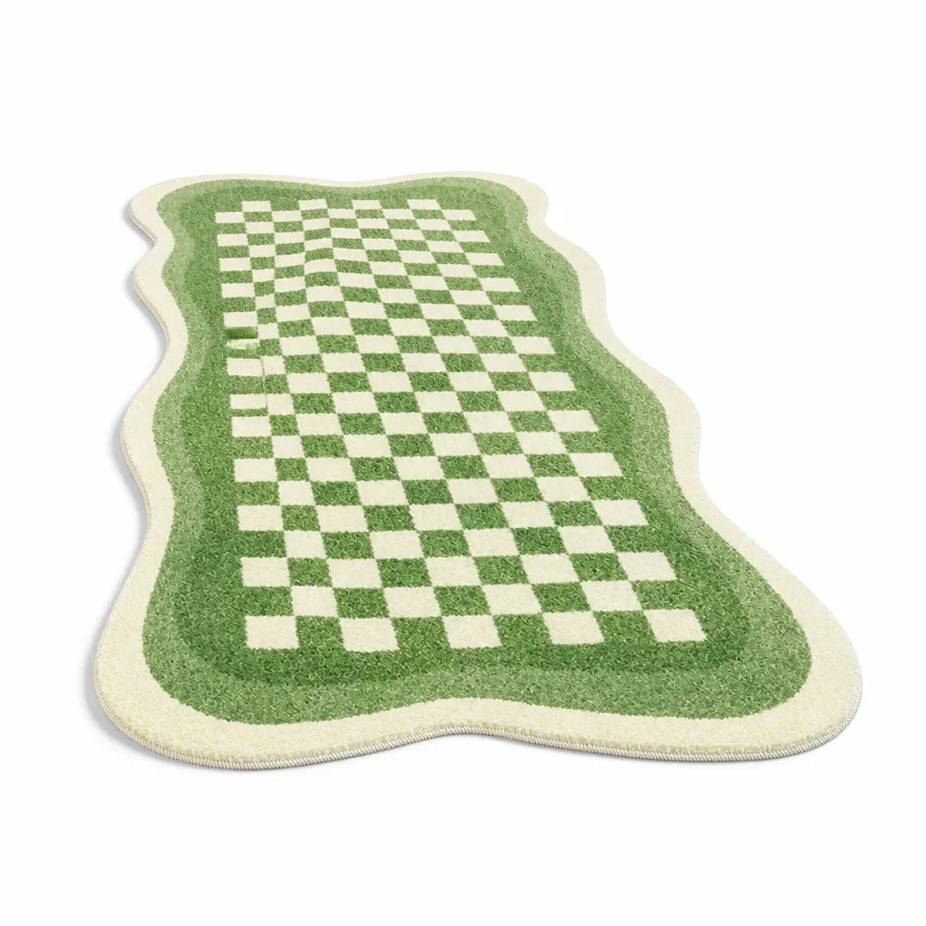 Checkerboard Irregular Shape Bedside Rug