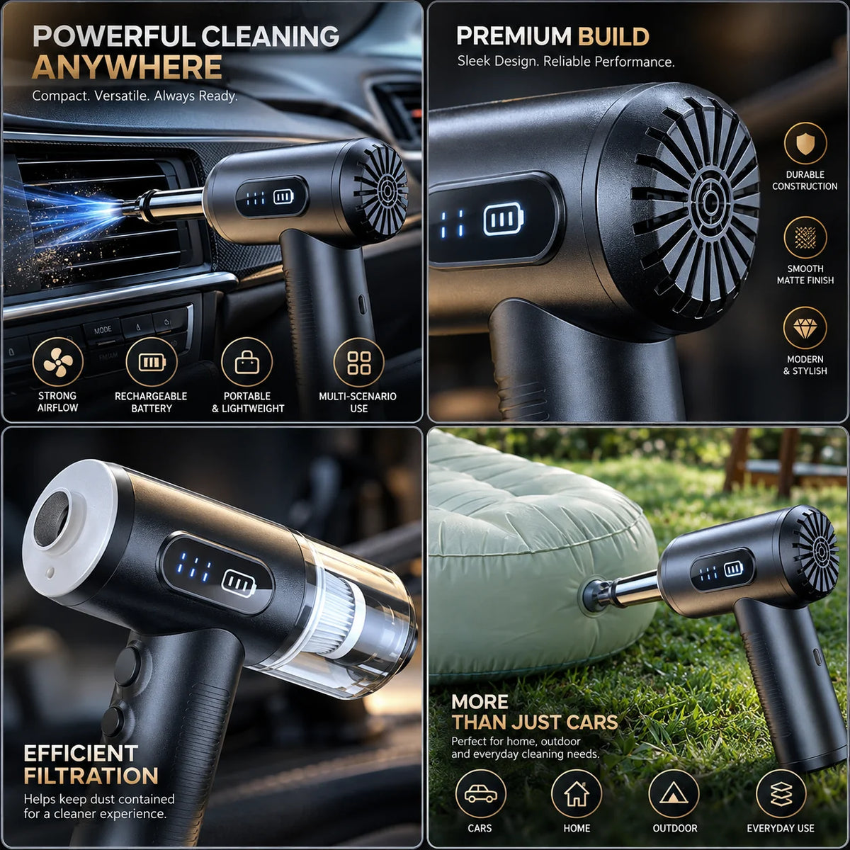 Cordless Air Duster USB-C Rechargeable 40 Min Runtime