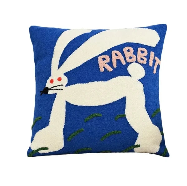 Cushion Cover Embroidered Animal Machine Washable 45 cm