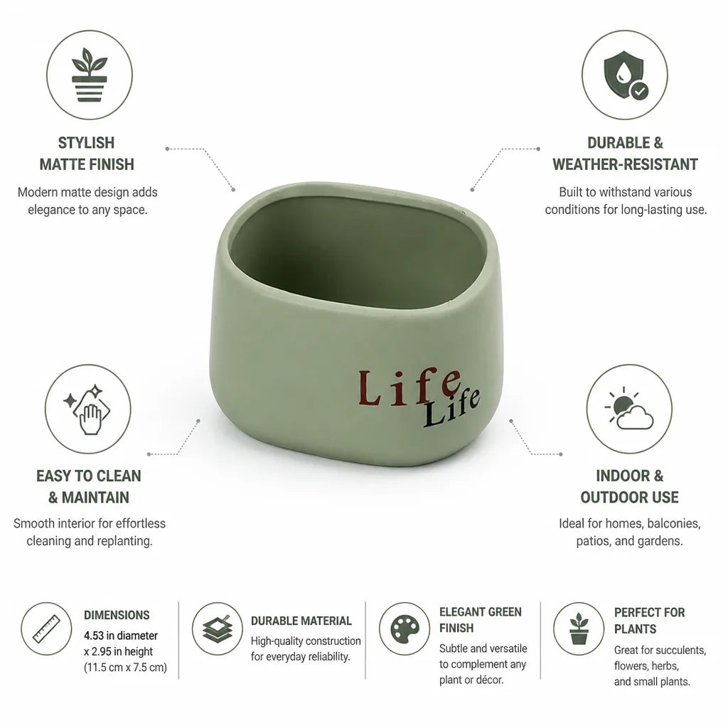 Decorative Planter Matte Finish 11.5cm Diameter Indoor & Outdoor