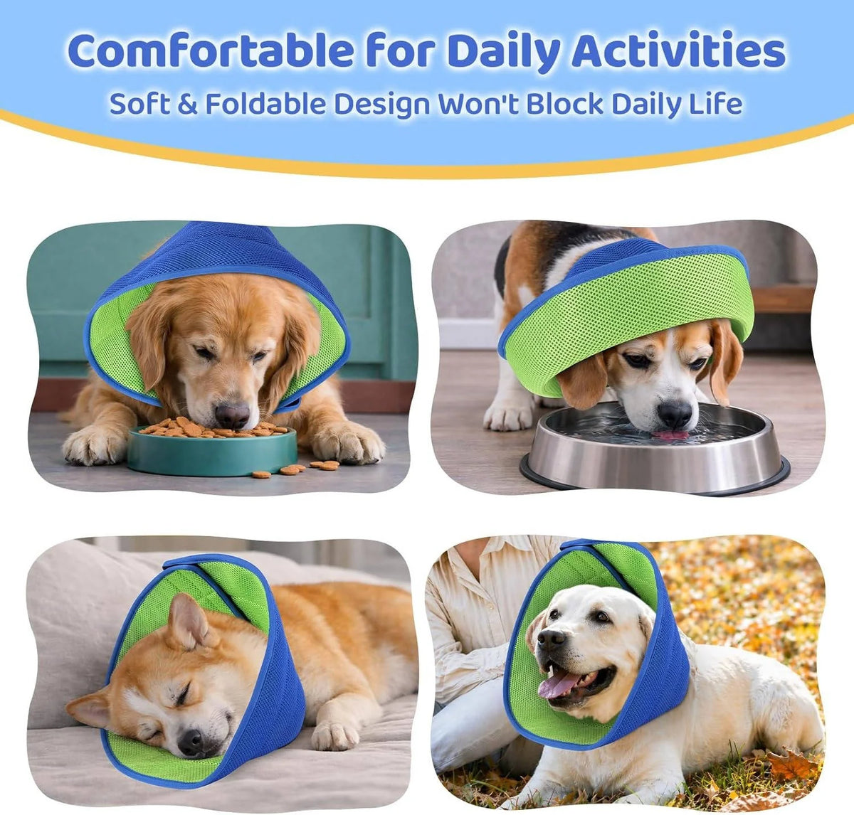 Dog Recovery Collar Breathable Mesh Adjustable Fit Machine Washable