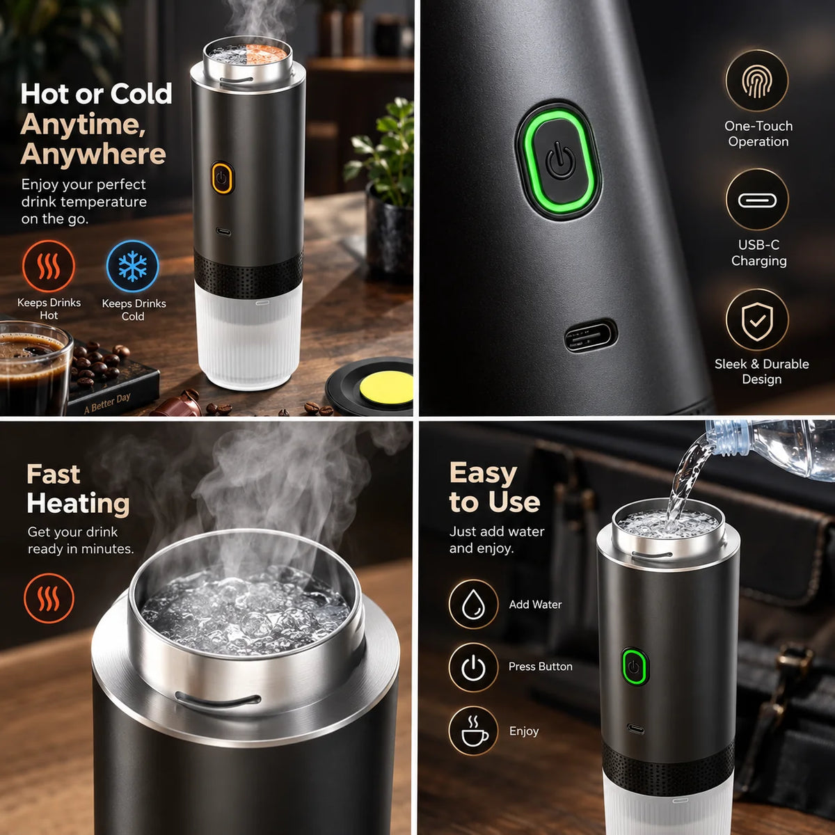 Espresso Maker Compact Car-Powered Ground & Capsule Compatible