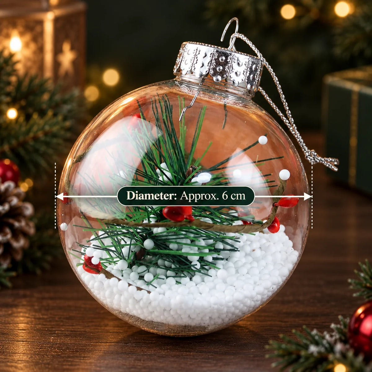 Fillable Ornaments Clear Plastic 2.4 Inch Set of 24