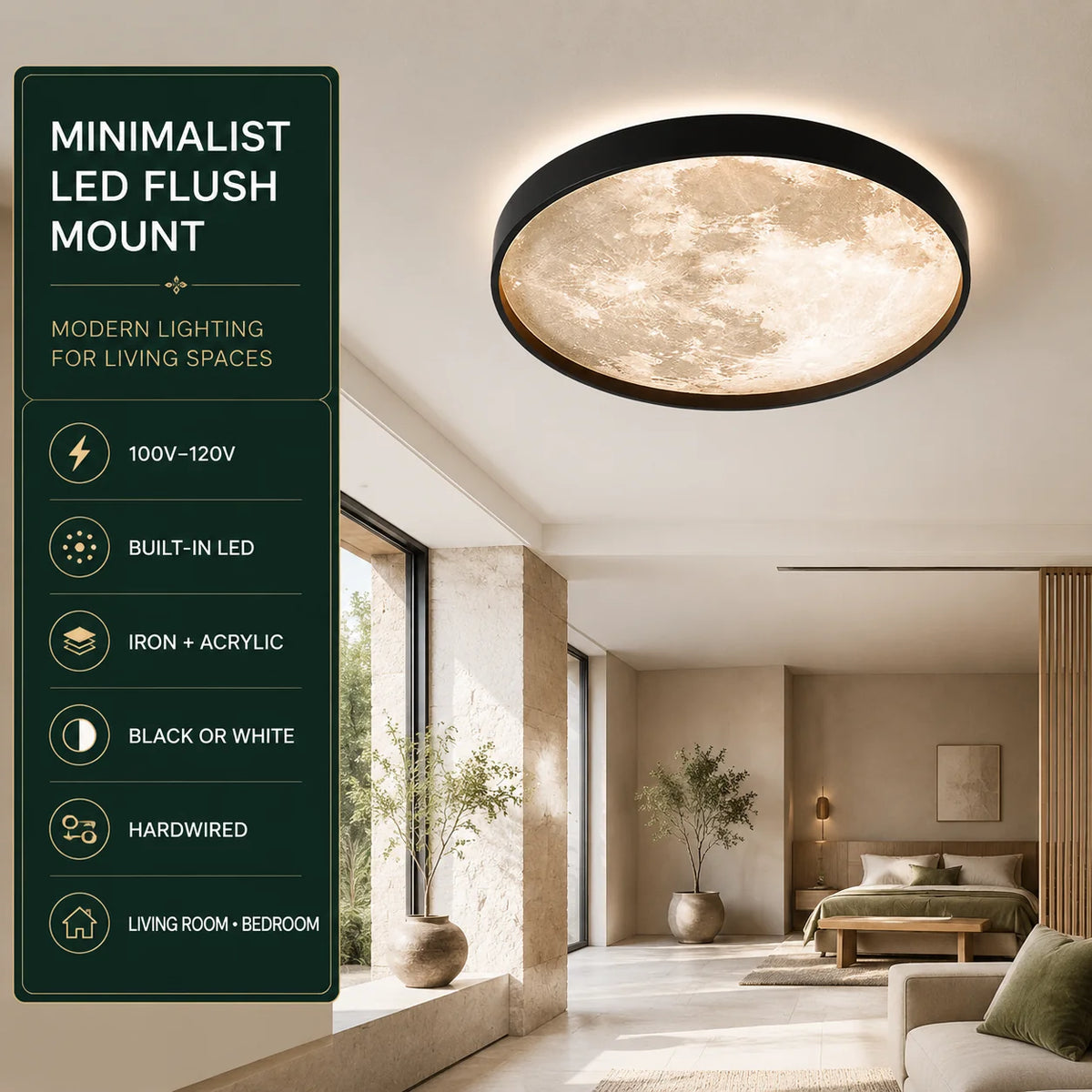 Flush Mount Ceiling Light LED Frosted Acrylic Remote Dimmable