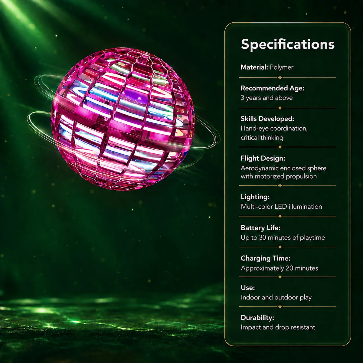 Hover Ball Toy Motorized LED Impact-Resistant