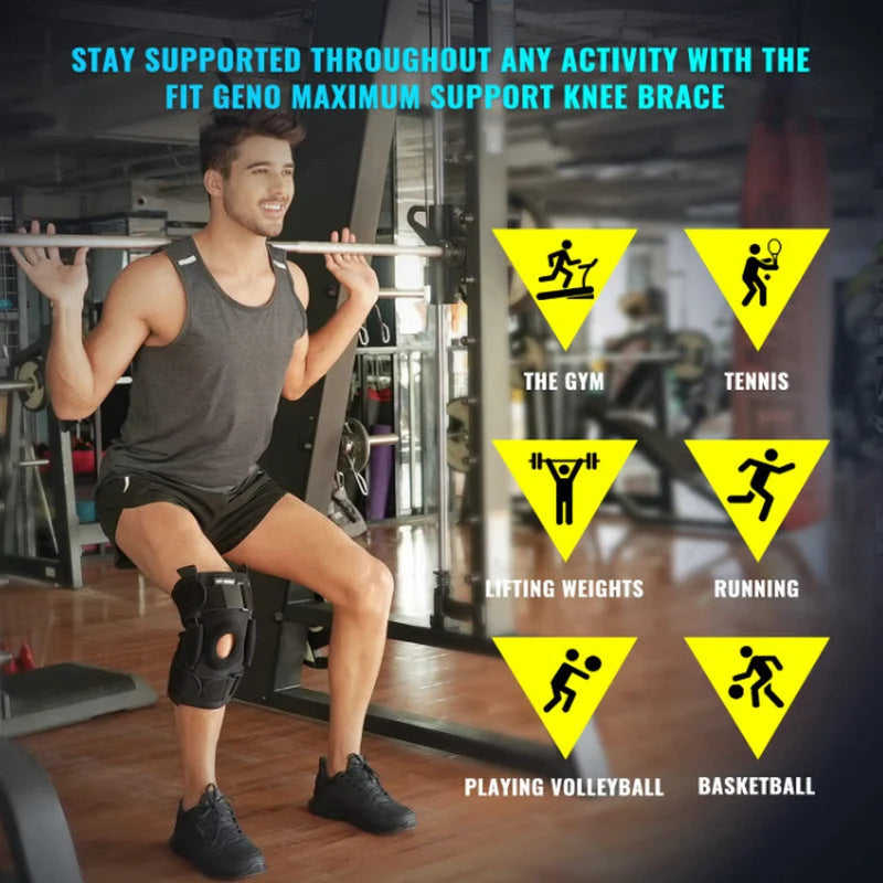 Knee Brace Adjustable Removable Aluminum Hinges Gel Patella Pad