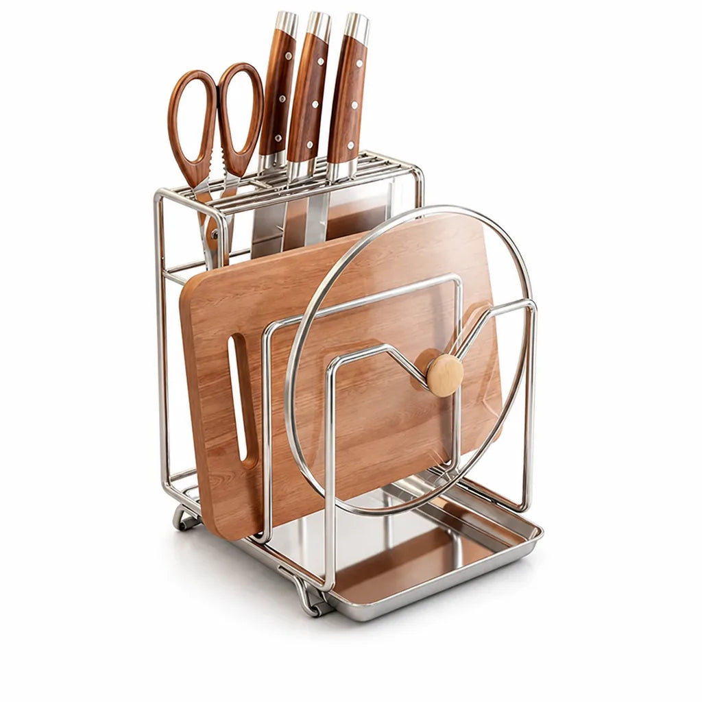 Knife Block Stainless Steel Drip Tray & Board Holder