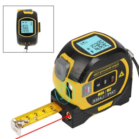 Laser Measuring Tape 3-in-1 Backlit LCD Steel Tape