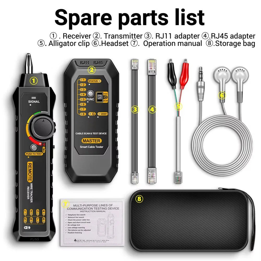 Network Cable Tester RJ45 & RJ11 LED Flashlight