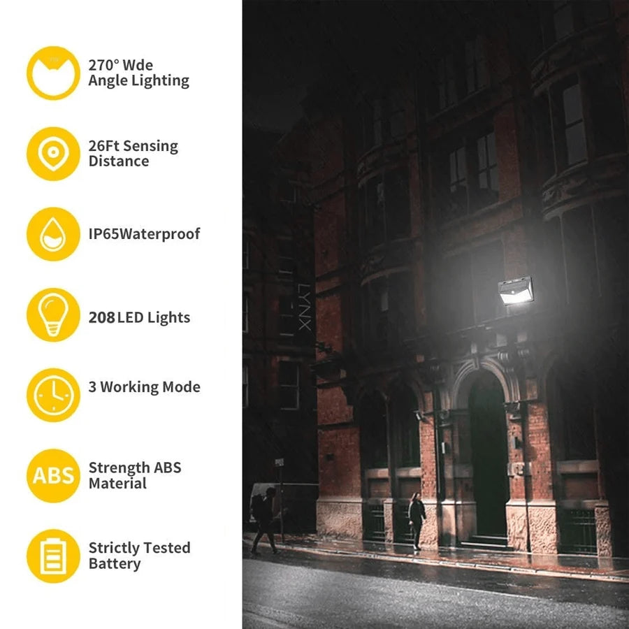 Outdoor Light Motion-Activated Solar-Powered 800 Lumens