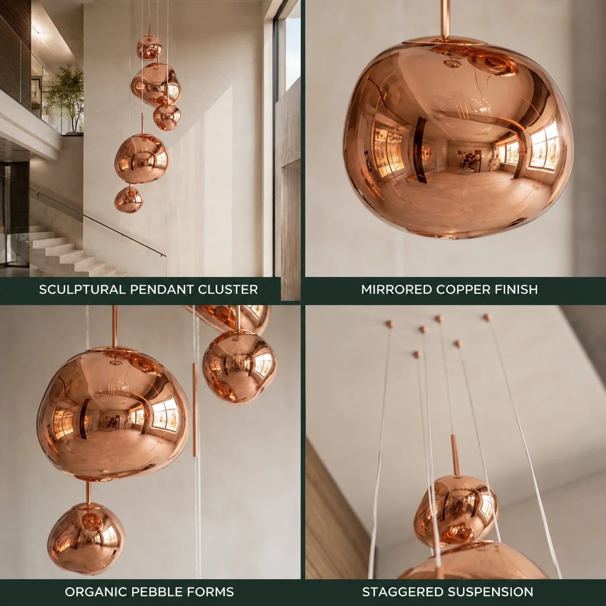 Pendant Light Sculptural Irregular Shade Metal & Acrylic