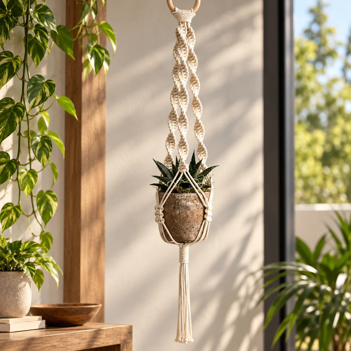 Plant Hanger Cotton Macrame Fits 12–16 cm Pots