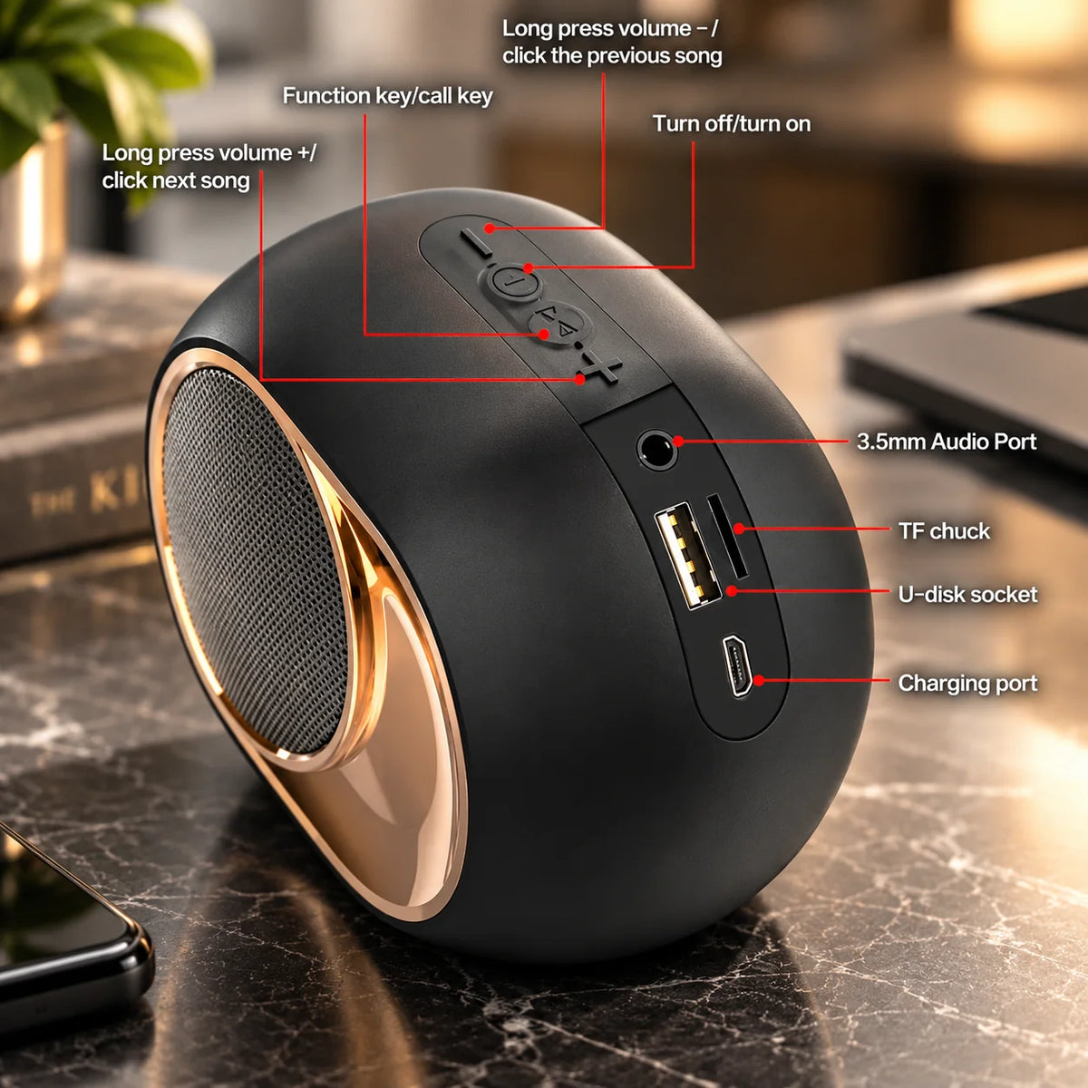 Portable Bluetooth Speaker Omnidirectional Sound & Deep Bass