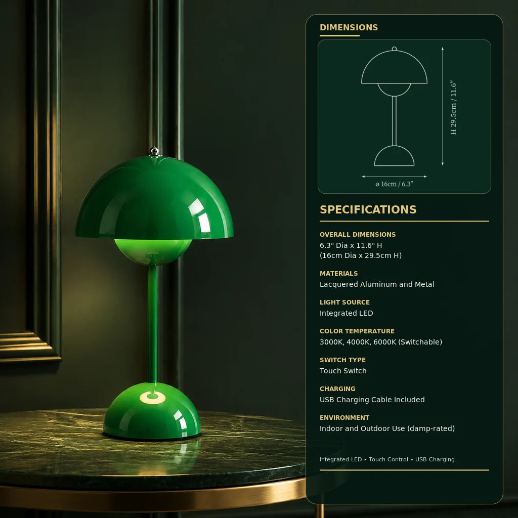 Portable Table Lamp Cordless USB Rechargeable Touch Control