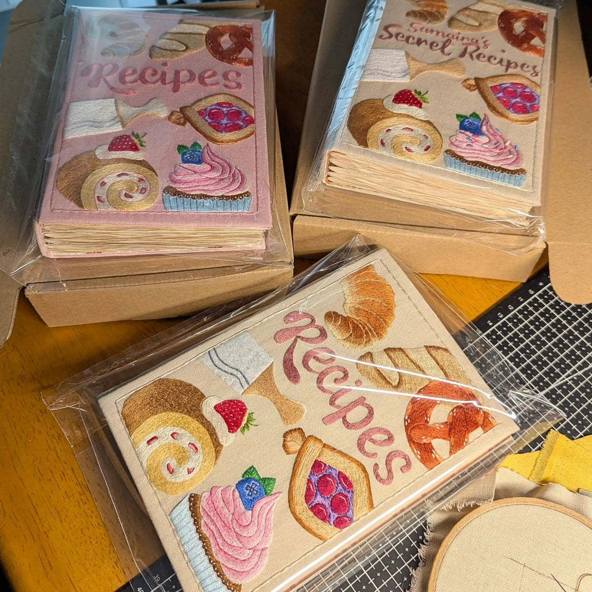 Recipe Book Splash-Proof Pages Hand-Embroidered Cover