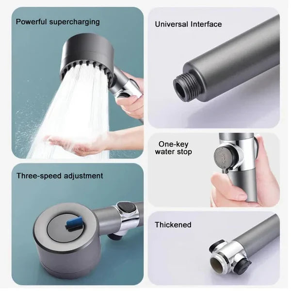 Showerhead High-Pressure Water-Efficient Tool-Free Installation