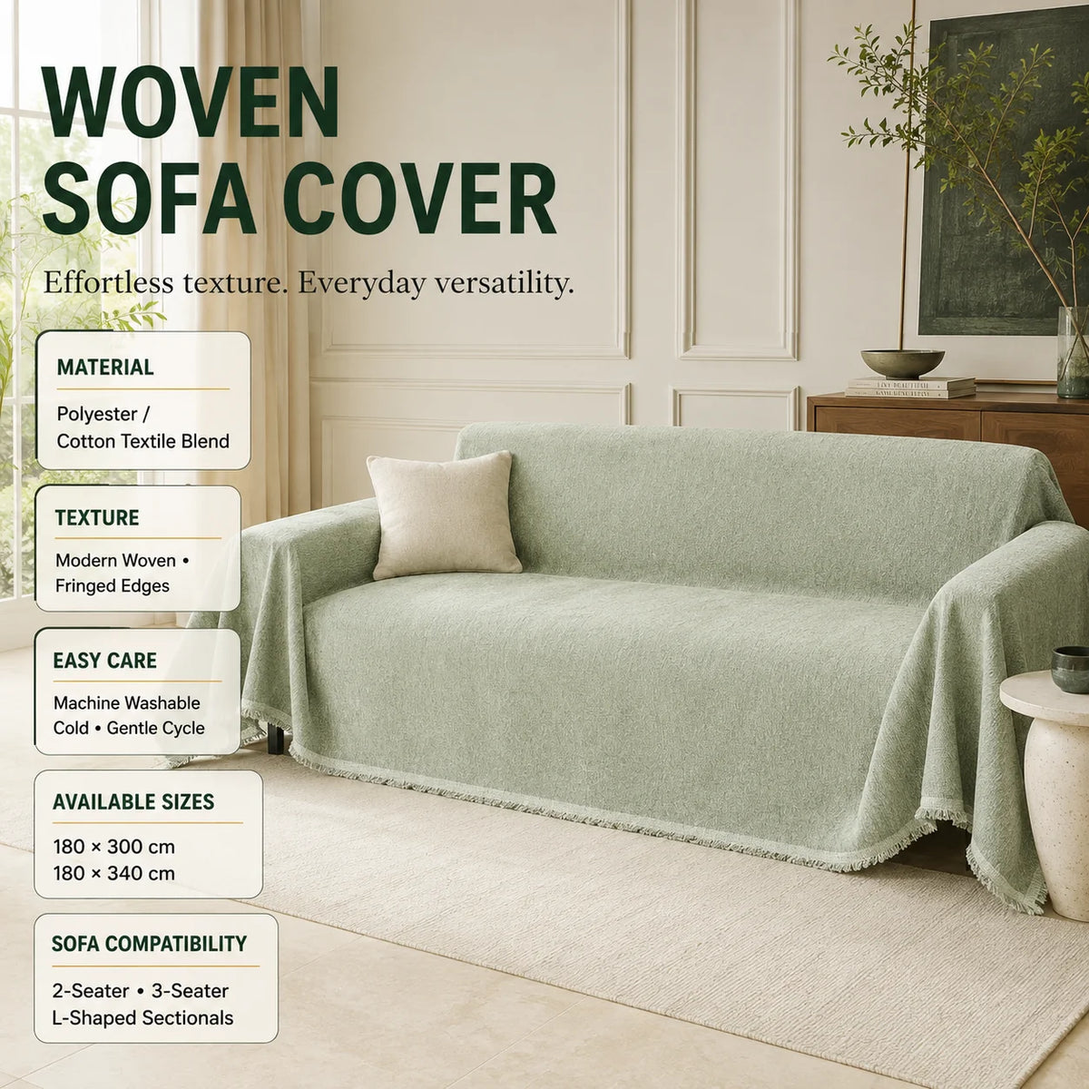 Sofa Cover Draped Universal Fit Woven Blend