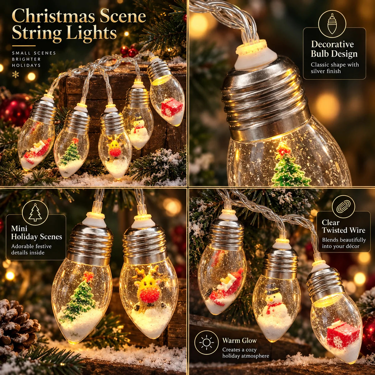 String Lights Battery Operated Acrylic Globes & Warm LED