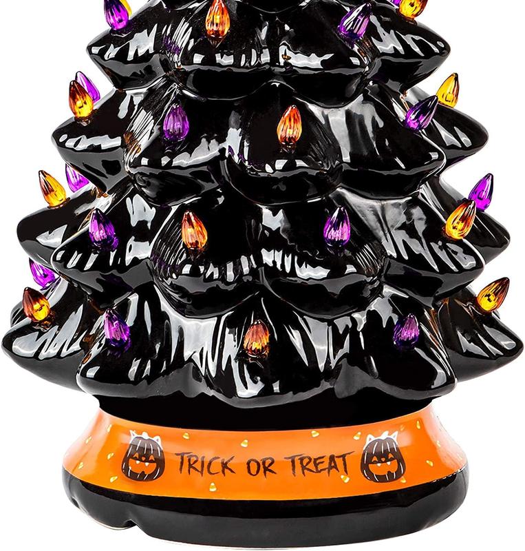 Tabletop Holiday Tree Halloween & Christmas Hand-Painted Battery LED