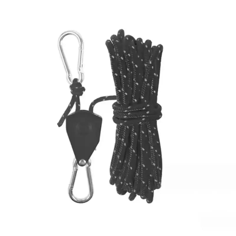 Tent Guy Rope Quick-Lock Pulley Reflective Stainless Carabiners 4m