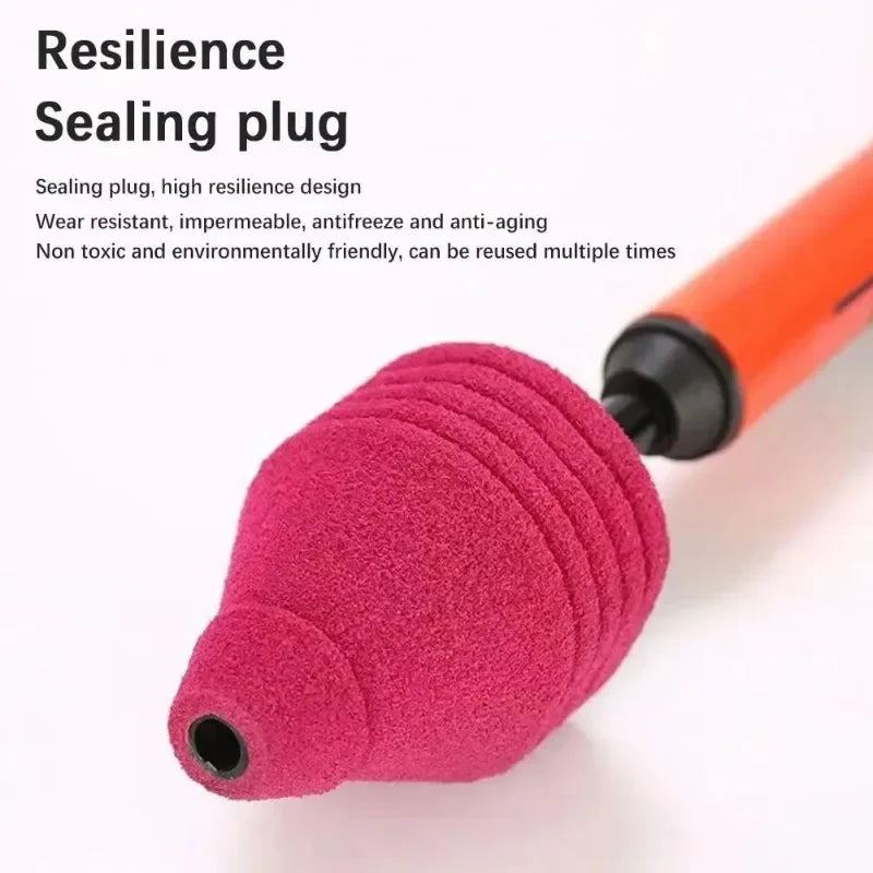 Toilet & Drain Plunger Air-Powered Stainless Steel Interchangeable Heads