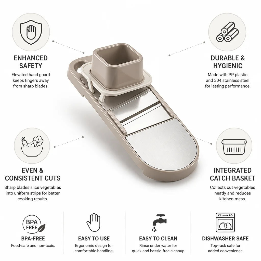Vegetable Cutter Elevated Hand Guard 304 Stainless Steel Blades
