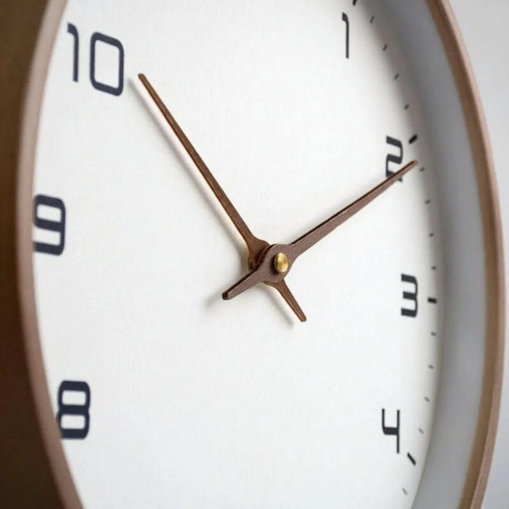 Wall Clock Silent Quartz Natural Wood Square Face