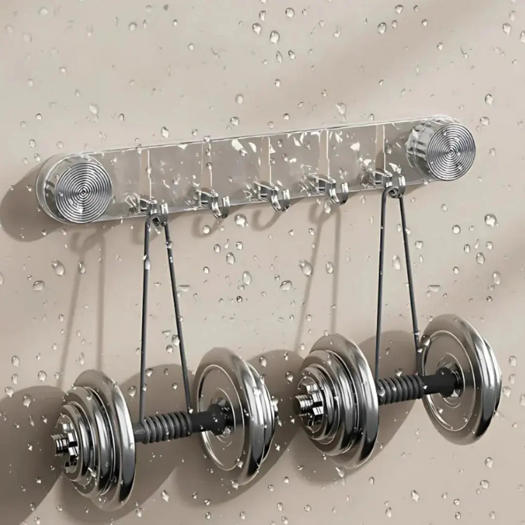 Wall Hook Rail Suction-Cup Drill-Free 5 Hooks