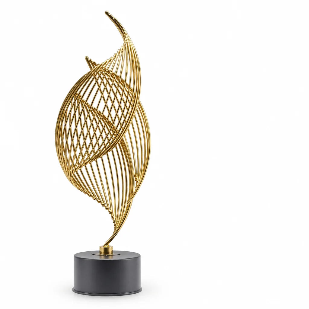 Abstract Curved Wave Metal Shell Sculpture