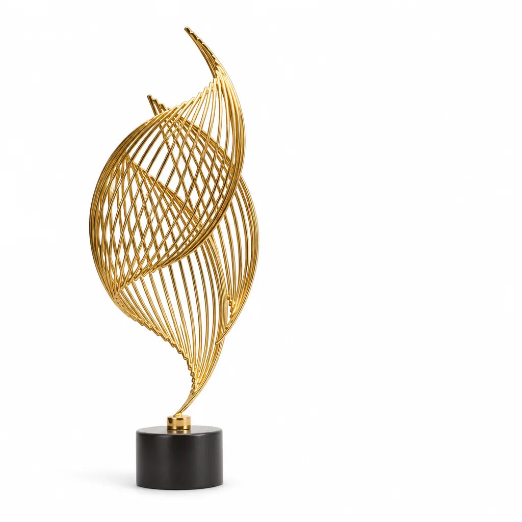 Abstract Curved Wave Metal Shell Sculpture