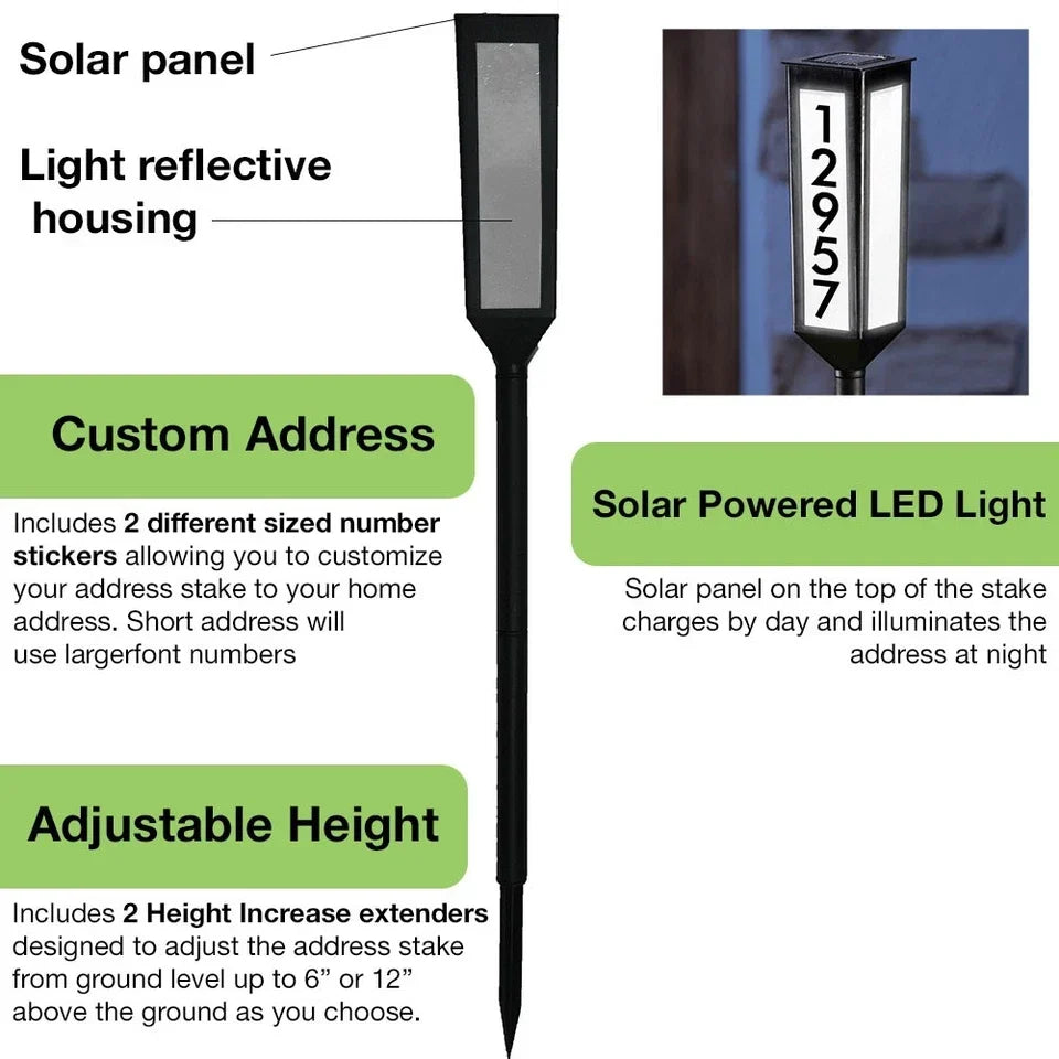 Address Stake Solar Automatic LED Four-Sided Adjustable Height