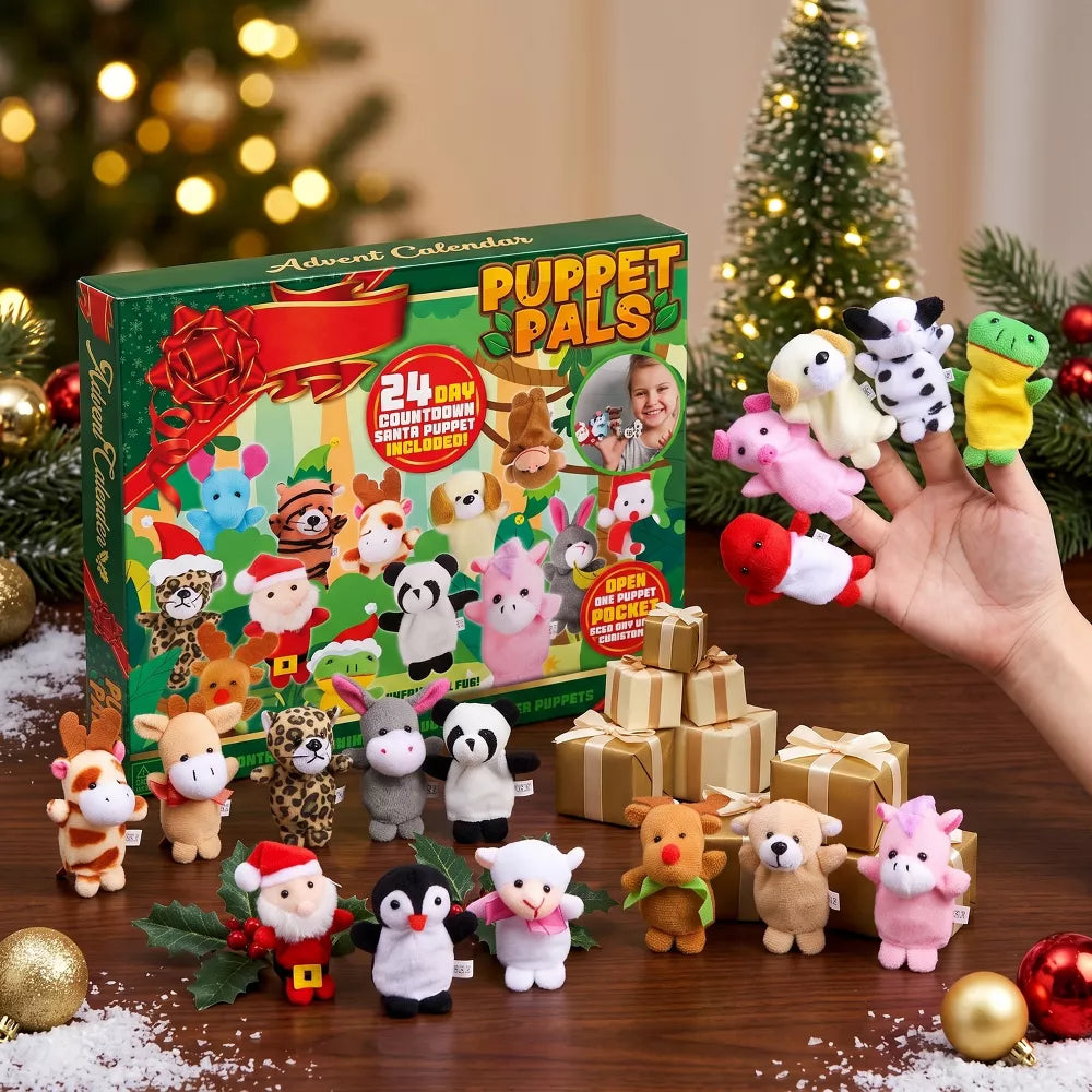 Advent Calendar Plush Finger Puppets 24 Characters Reusable Box