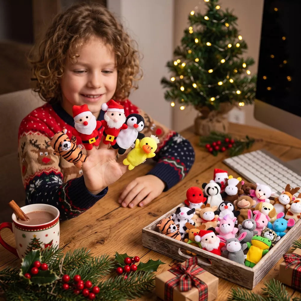 Advent Calendar Plush Finger Puppets 24 Characters Reusable Box