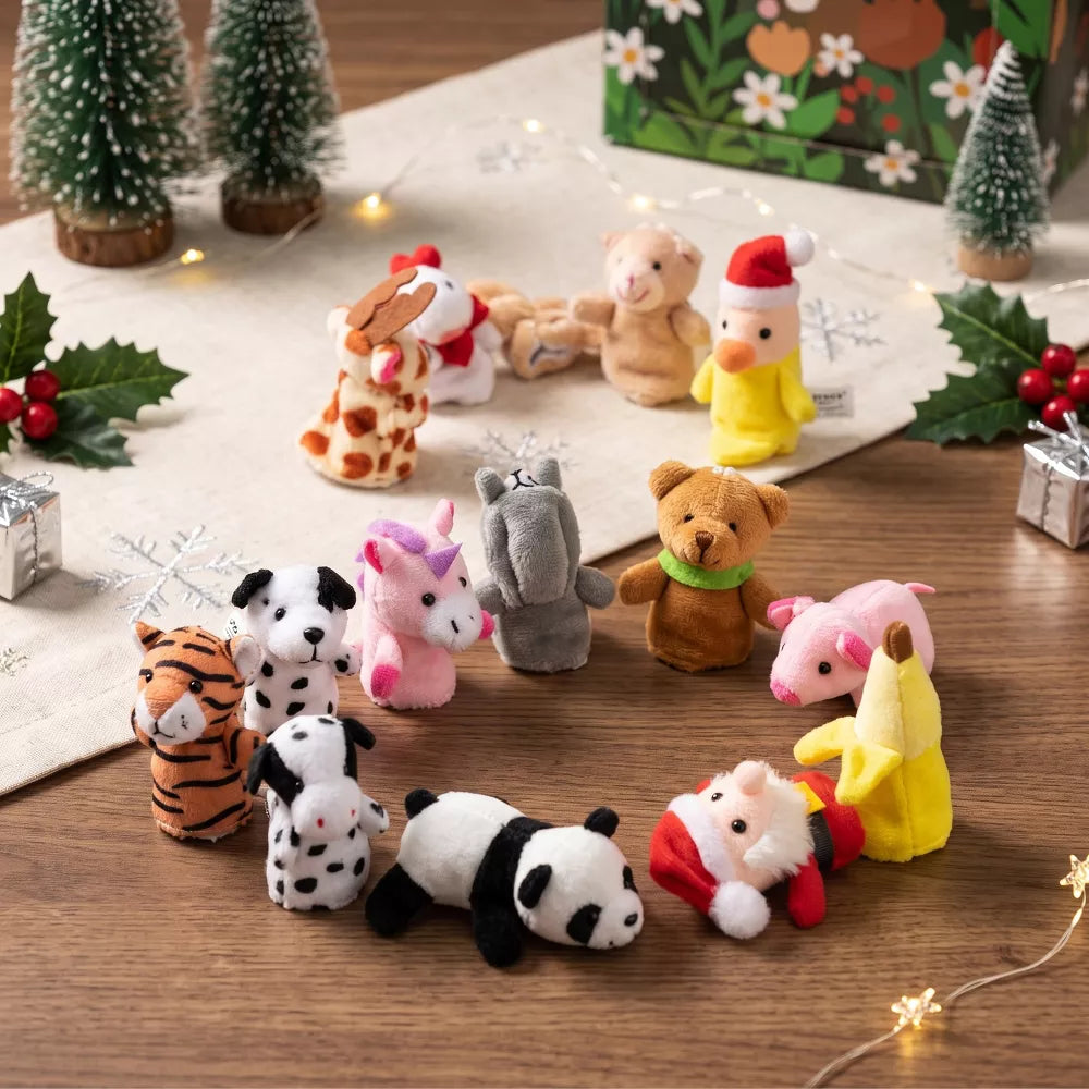 Advent Calendar Plush Finger Puppets 24 Characters Reusable Box