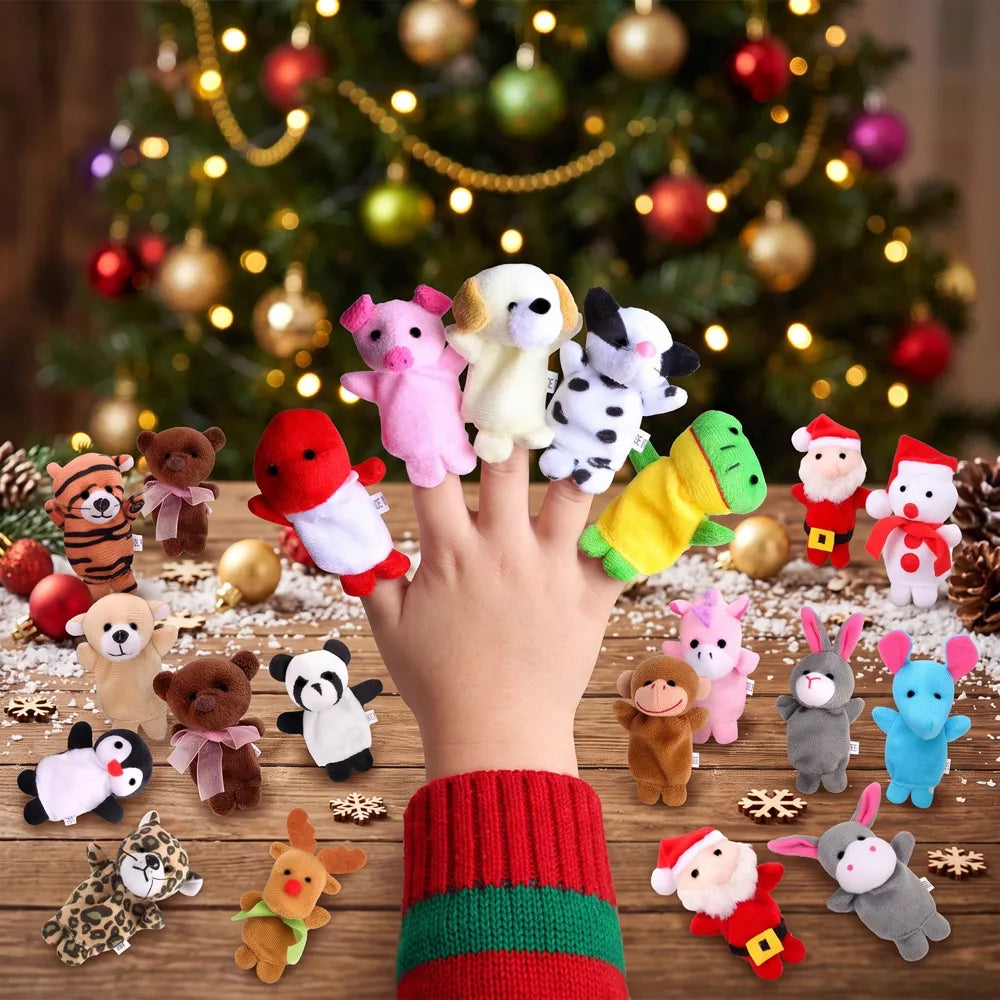 Advent Calendar Plush Finger Puppets 24 Characters Reusable Box