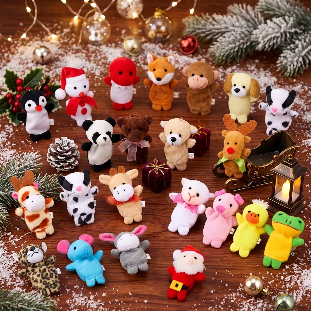 Advent Calendar Plush Finger Puppets 24 Characters Reusable Box
