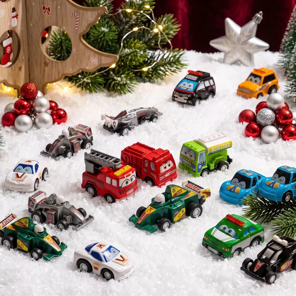 Advent Calendar Pull-Back Cars Battery-Free Set of 24