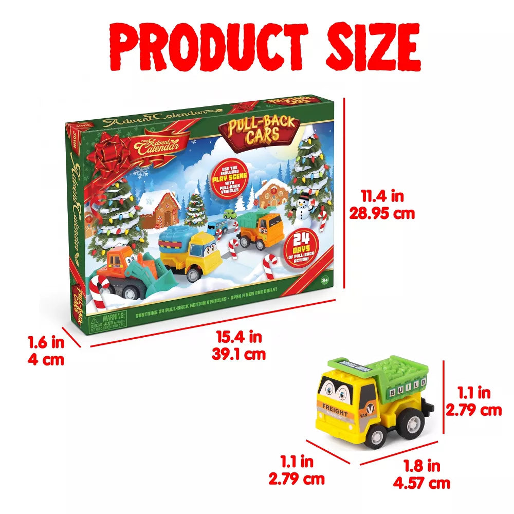 Advent Calendar Pull-Back Cars Battery-Free Set of 24