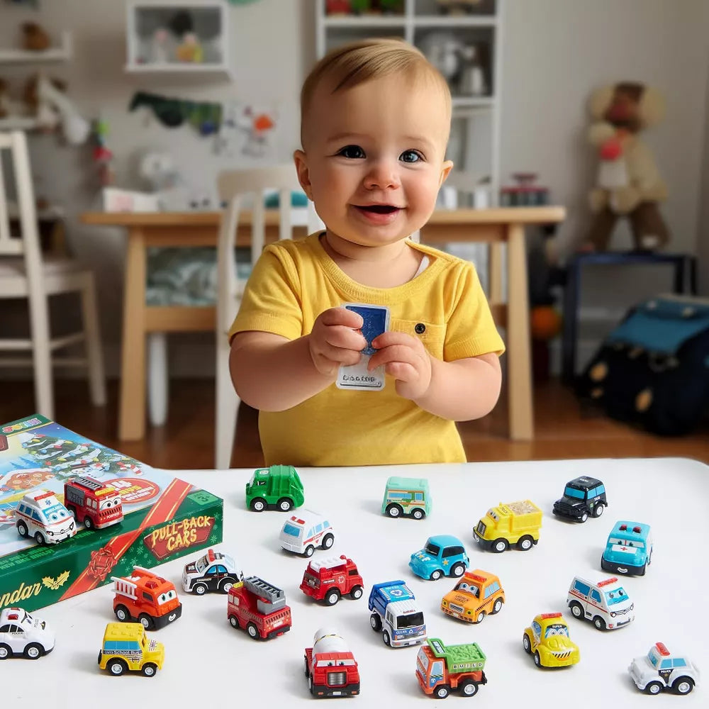 Advent Calendar Pull-Back Cars Battery-Free Set of 24