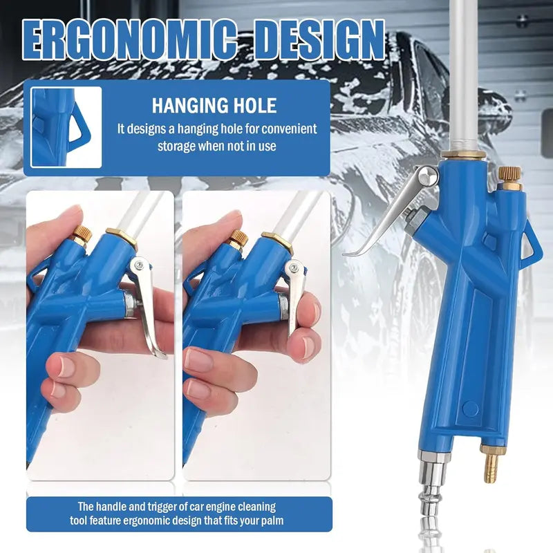 Air Blow Gun Pivot Nozzle Quick-Seal Hose