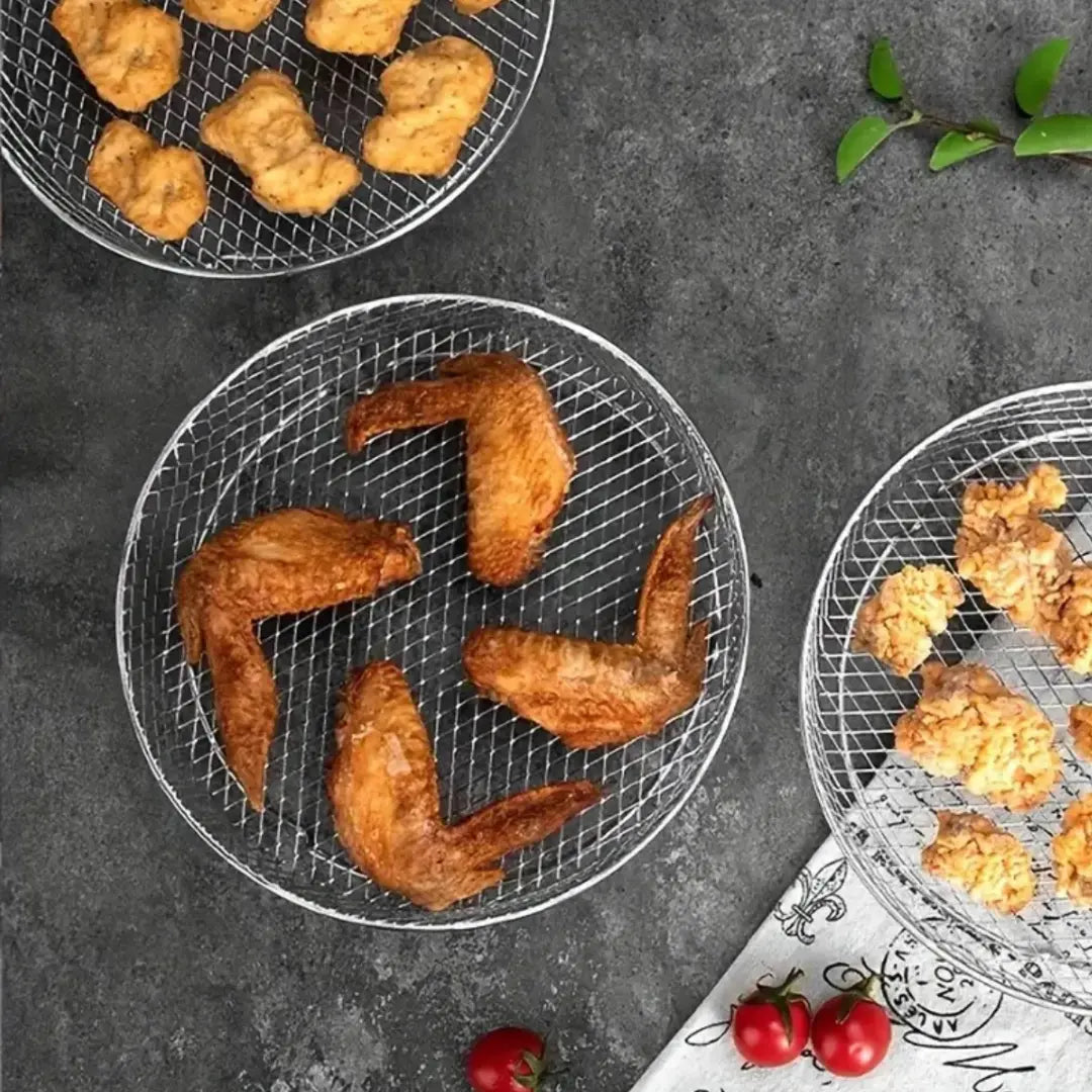 Air Fryer Basket Set Stainless Steel 3-Piece With Tongs