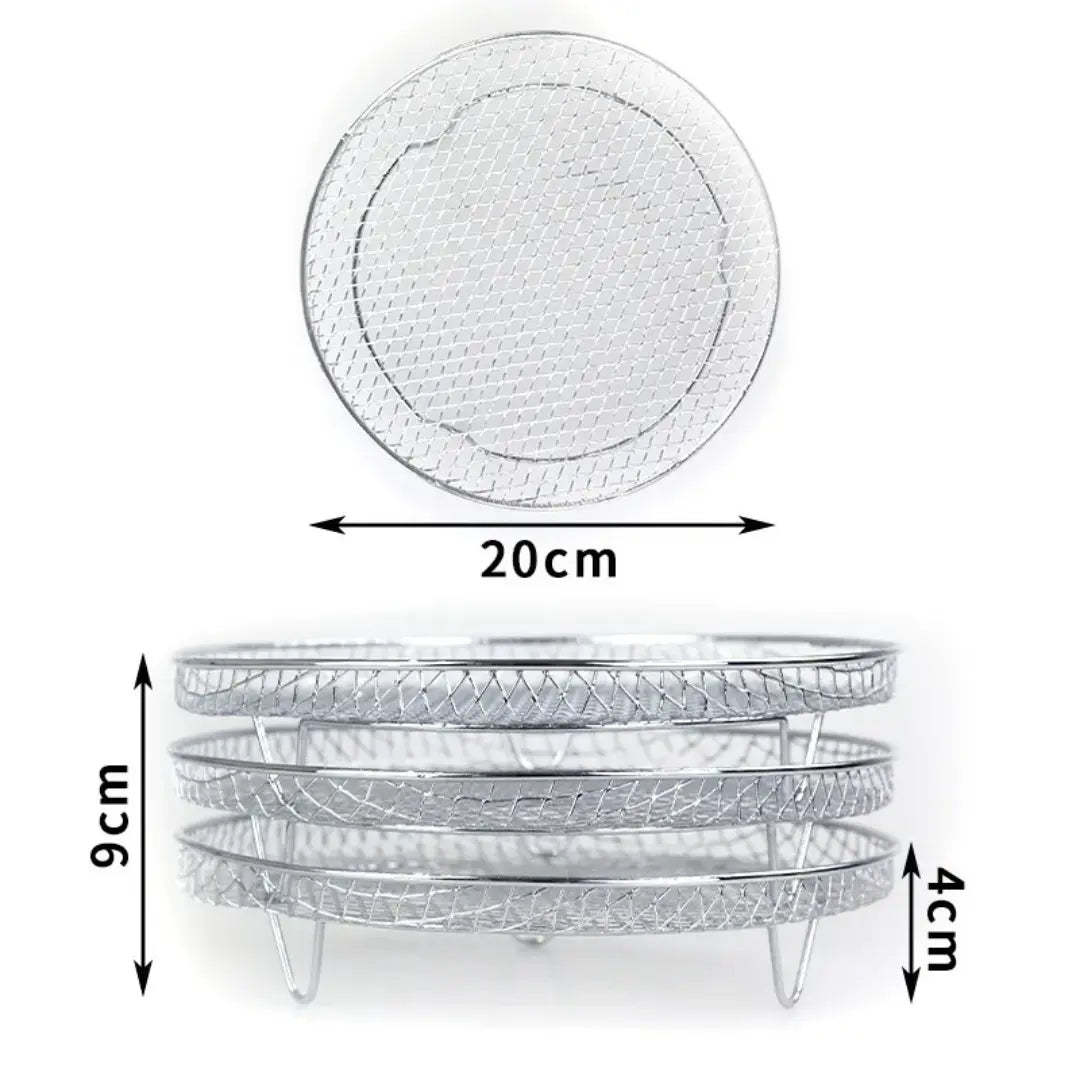 Air Fryer Basket Set Stainless Steel 3-Piece With Tongs