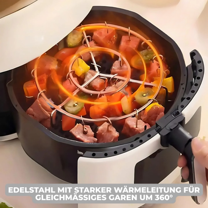 Air Fryer Skewer Attachment Rotating Stainless Steel 24 Skewers