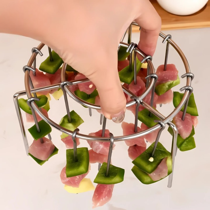 Air Fryer Skewer Attachment Rotating Stainless Steel 24 Skewers